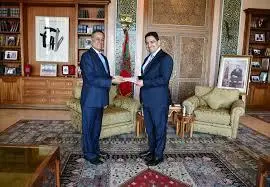 Embajador del Perú al ser recibido antes por el canciller marroquí Nasser Bourita. 